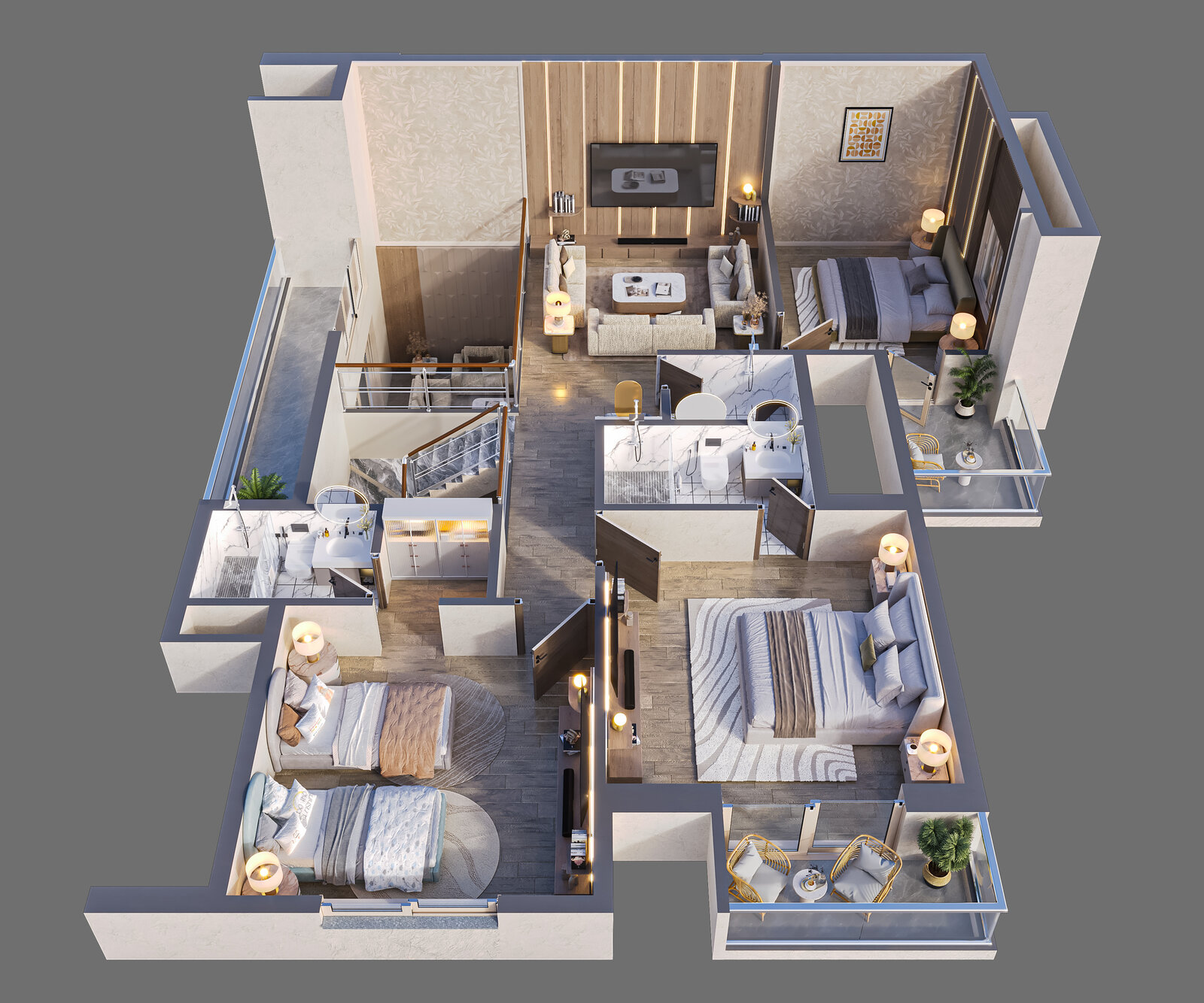 Isometric plan of the 3.5 BHK & Duplex residence